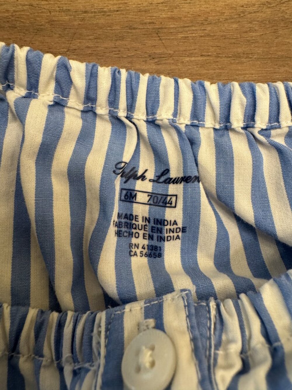 Ralph Lauren Baby Blue Striped Eyelet Top & Bloomer Set - 6 Months - Picture 5 of 6